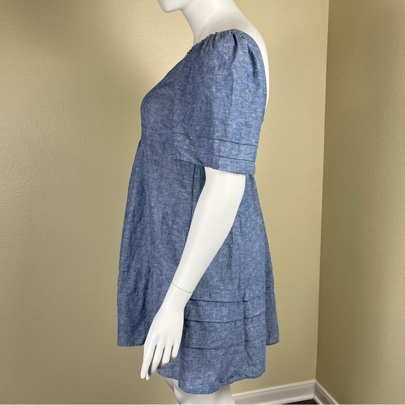 Draper James Womens Size XL Linen Cotton Chambray Mini Babydoll NEW Dress Ruffle - Picture 5 of 12